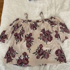 Off the shoulder, never worn rose print top!